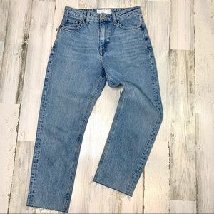 Topshop Midrise Light Wash Denim Straight Jeans 26